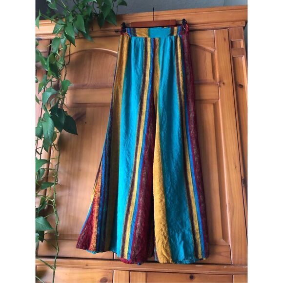 CIDER STRIPED ELASTIC WAIST WIDE LEG TROUSERS SZ M - Picture 3 of 14